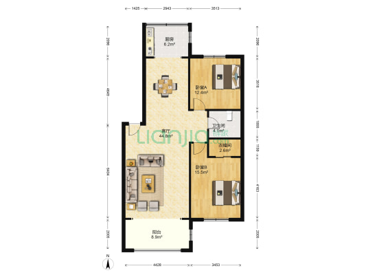 松峪里一期 2室1厅1卫 109平方