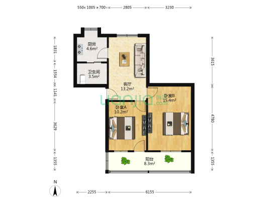 干家后街（干家后巷） 2室1厅1卫 63平方