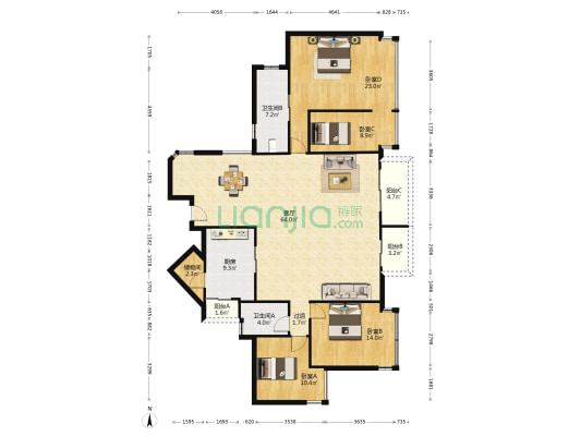 苏豪名苑 4室1厅2卫 184平方