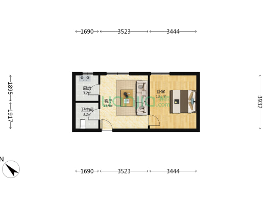 新巢商务中心 1室1厅1卫 47平方