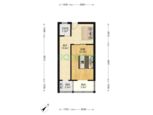 瑞光里 1室1厅1卫 48平方