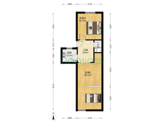 青年路 2室0厅1卫 51平方