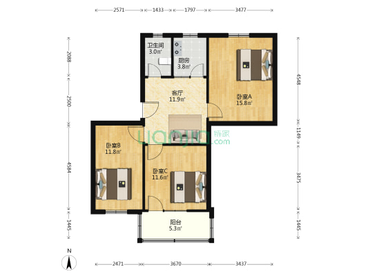 孝闻社区 3室1厅1卫 75平方