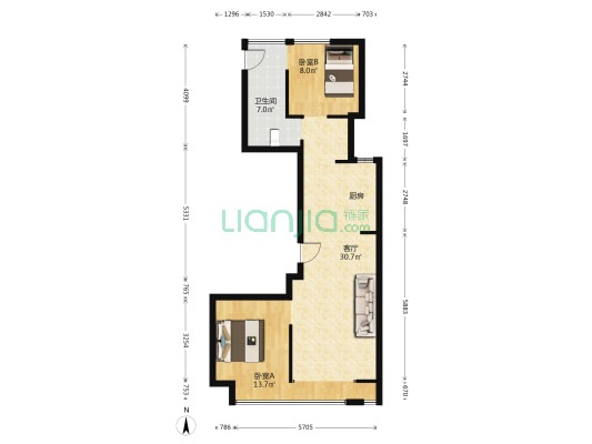 金沙湖高尔夫观邸南区二期 2室1厅1卫 89平方