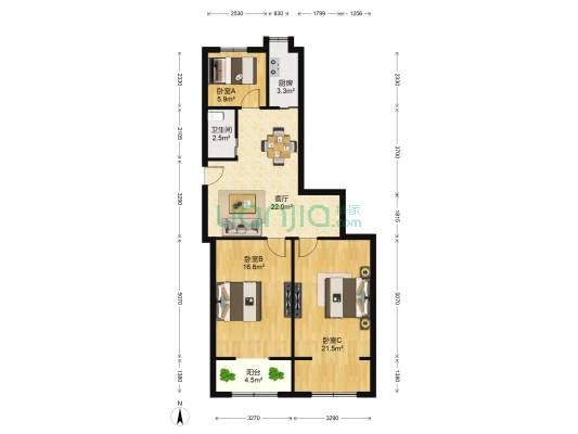 东书院街 3室1厅1卫 79平方