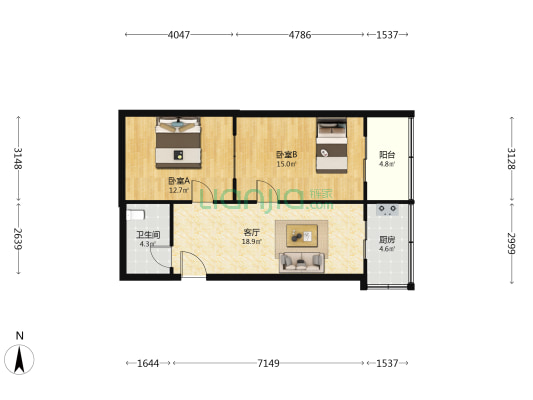 丰硕苑小区 2室1厅1卫 71平方