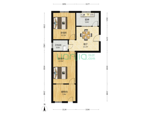 北门路209弄小区 2室1厅1卫 58平方