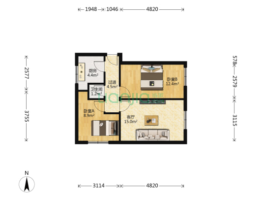 开关厂家属院 2室1厅1卫 48平方