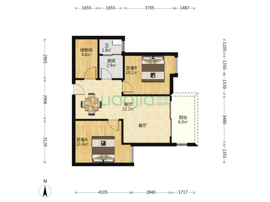 爱家心座 2室1厅1卫 71平方