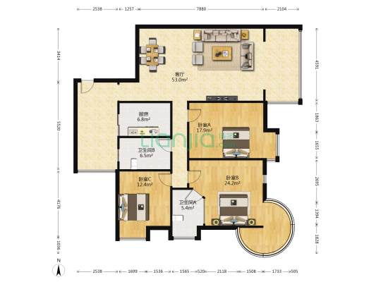 碧云山居 3室1厅2卫 151平方