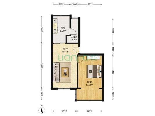 二环路西二段77号院 1室1厅1卫 52平方
