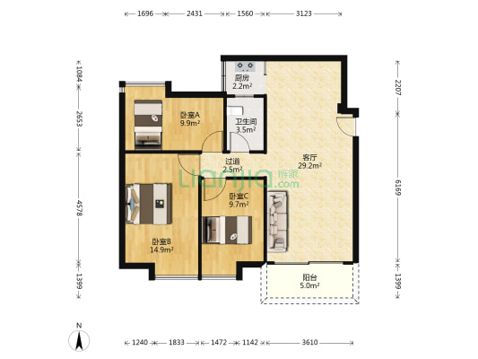 伦教金碧豪庭 3室1厅1卫 78平方