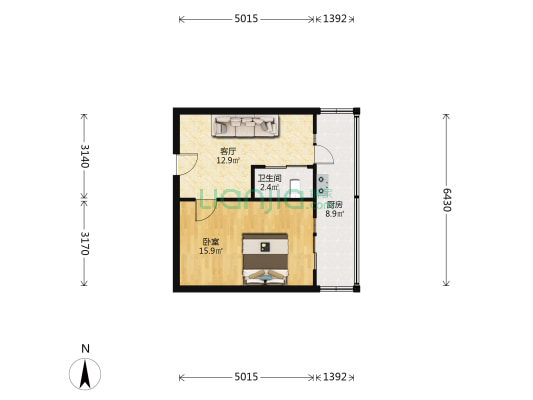 省医社区 1室1厅1卫 45平方