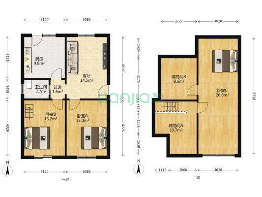 观音峡路2号-12号（双号） 3室1厅1卫 71平方
