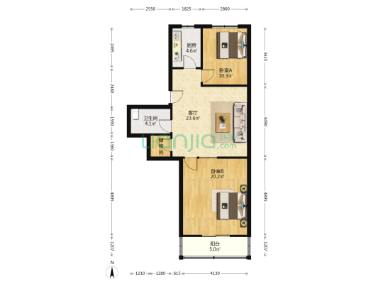 邮政公寓 2室1厅1卫 83平方