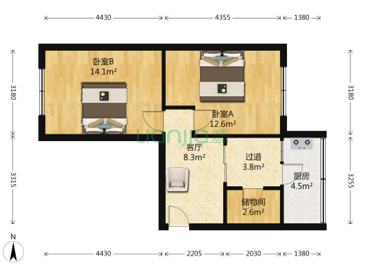 福春小区 2室1厅0卫 57平方