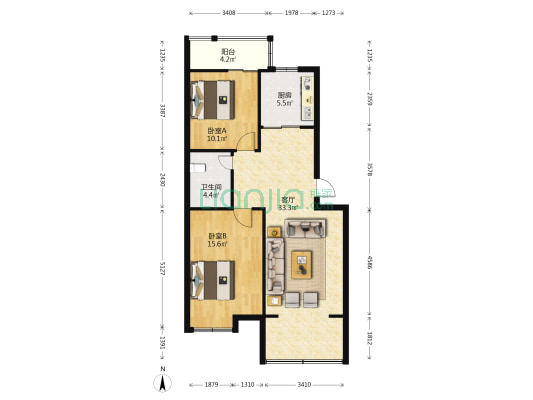 福泰山庄 2室1厅1卫 85平方