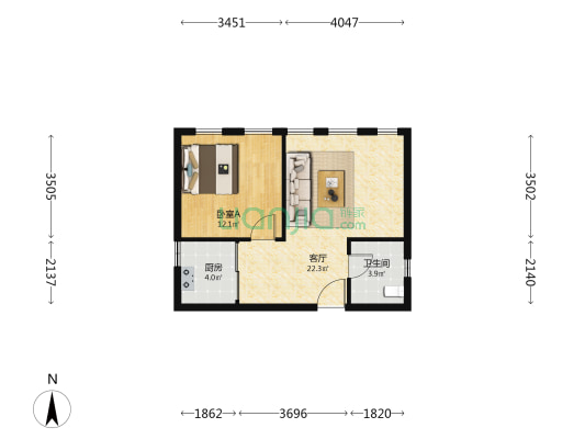 金爵世家 1室1厅1卫 67平方