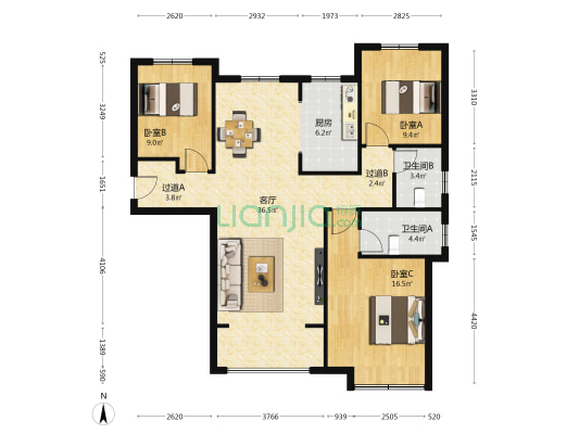 瑞辰·玖阙 3室1厅2卫 125平方
