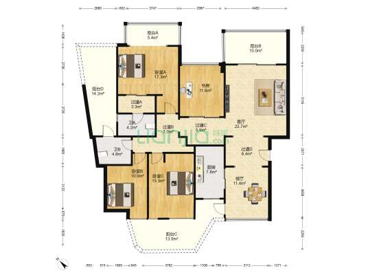 御城华府 4室2厅2卫 140平方