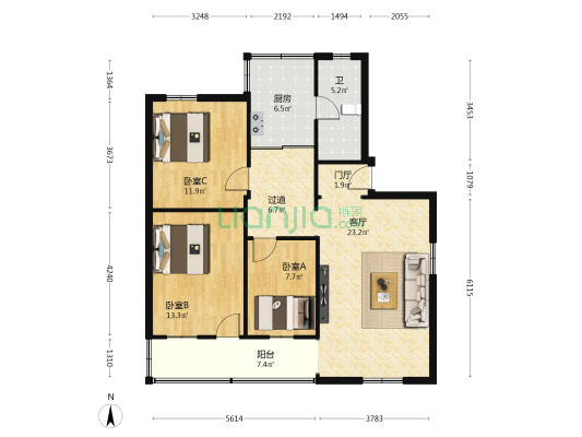 永丰巷2号 3室1厅1卫 101平方