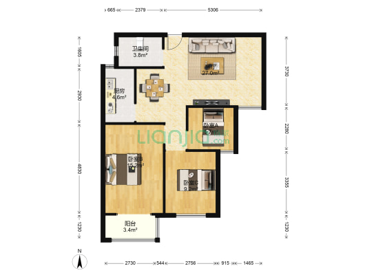 金水杉嘉园 3室1厅1卫 96平方