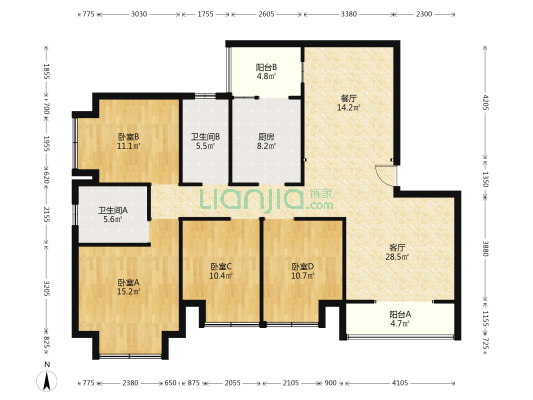 燕兰苑 4室2厅2卫 147平方