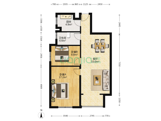 和记黄埔·御南湾 2室1厅1卫 92平方