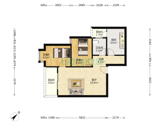 华玉家园 2室1厅1卫 79平方
