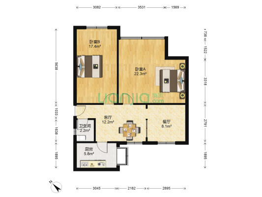解放社区 2室2厅1卫 79平方