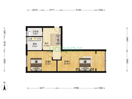 蛋品库甲区 2室1厅1卫 54平方
