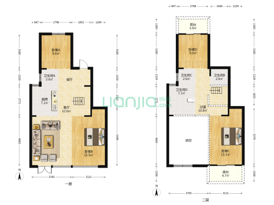 江山云出 4室1厅4卫 155平方