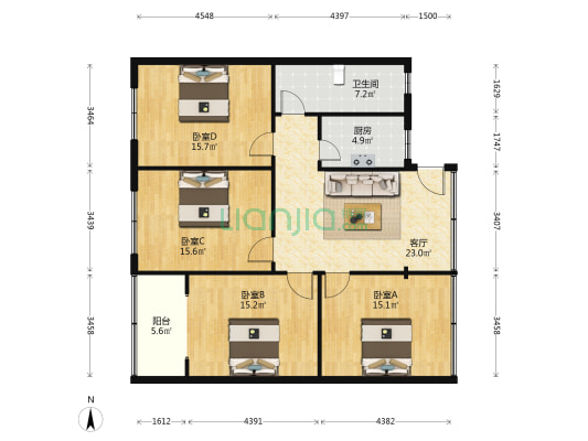 公路管理局大厦 4室1厅1卫 125平方