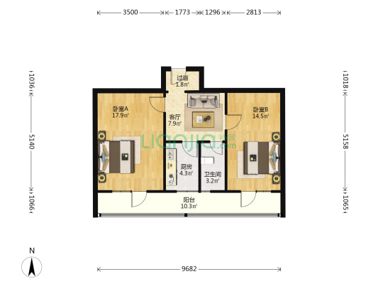 洮迭小区 2室1厅1卫 67平方