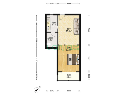 黄山路30弄 1室1厅1卫 50平方