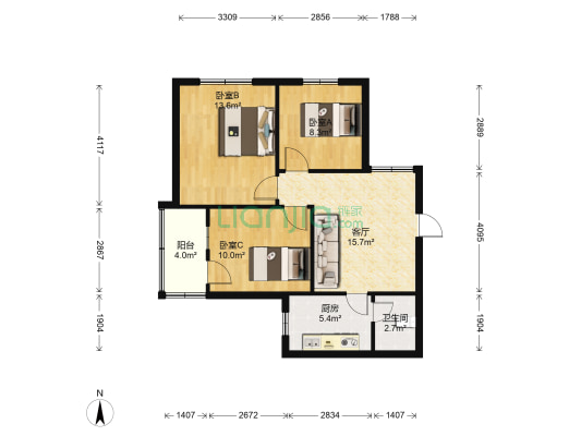 丰溪北区 3室1厅1卫 73平方