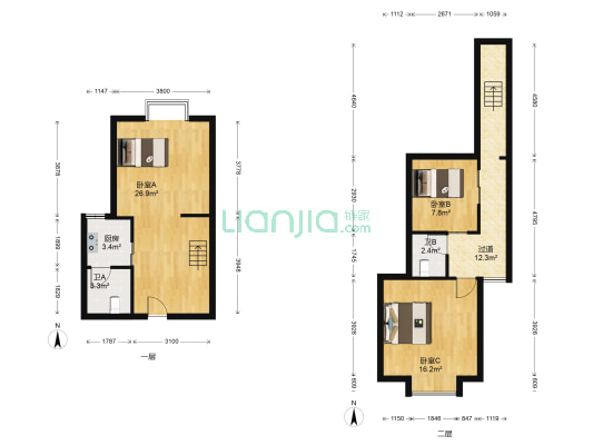 凯乐国际城一期 3室0厅2卫 91平方