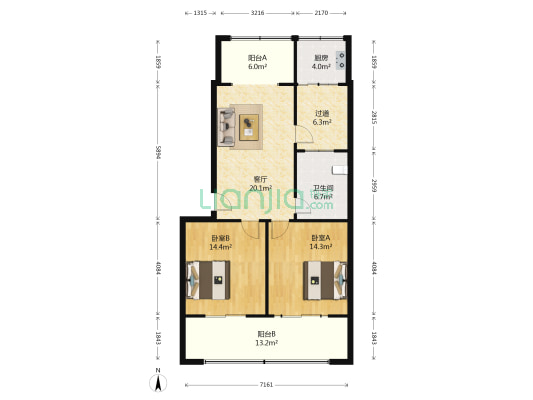 西站东街6号院 2室1厅1卫 88平方