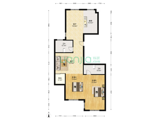 桃源心境 2室2厅2卫 137平方