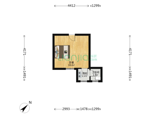 飞麟苑小区 1室0厅1卫 31平方
