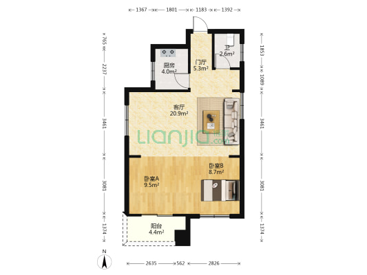 祥瑞东方城 2室1厅1卫 74平方