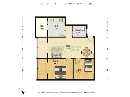 太升北路25号 2室1厅1卫 77平方