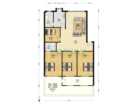 南门路4号 4室1厅2卫 147平方