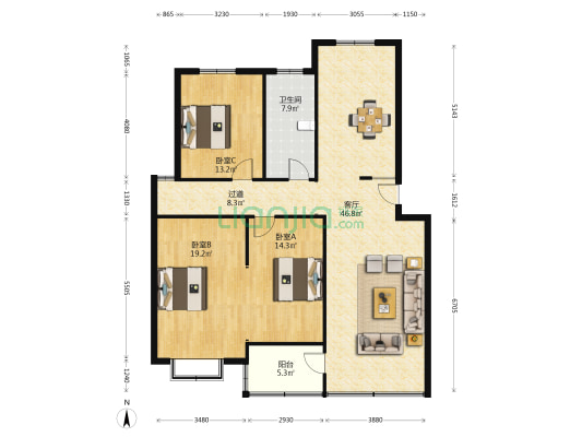骏远小区 3室1厅1卫 139平方