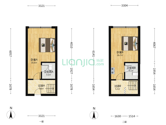 环翼城 2室0厅2卫 43平方