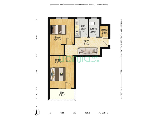 裕溪路1577号 2室1厅1卫 56平方