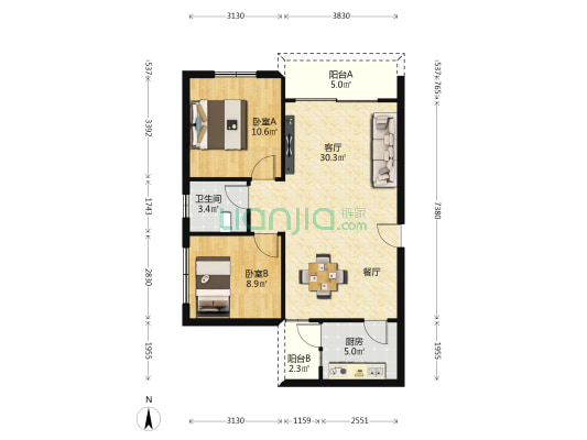 光辉大厦 2室1厅1卫 76平方