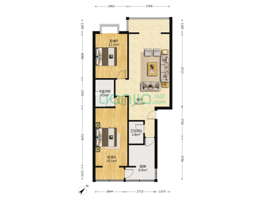 新三鑫苑 2室1厅2卫 99平方