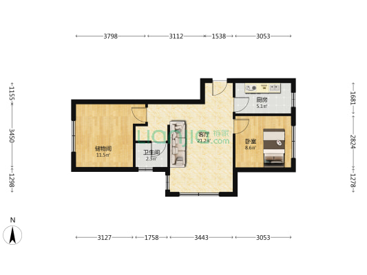 顺迈欣郡C区 1室1厅1卫 82平方