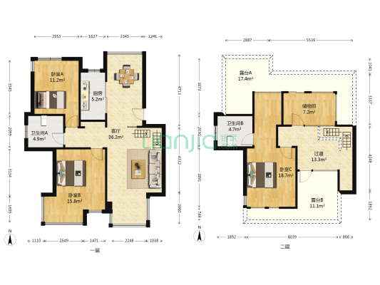 阳光水榭 3室1厅2卫 156平方